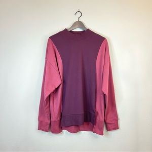 ATHLETA Two Tone Mock Neck Aubergine Berry Rose Sweatshirt Sz XS, L NWT